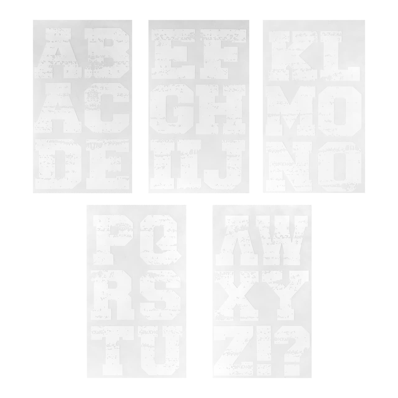 12 Packs: 32 ct. (384 total) 3" White Distressed Letters Iron-On Transfers by Make Market®